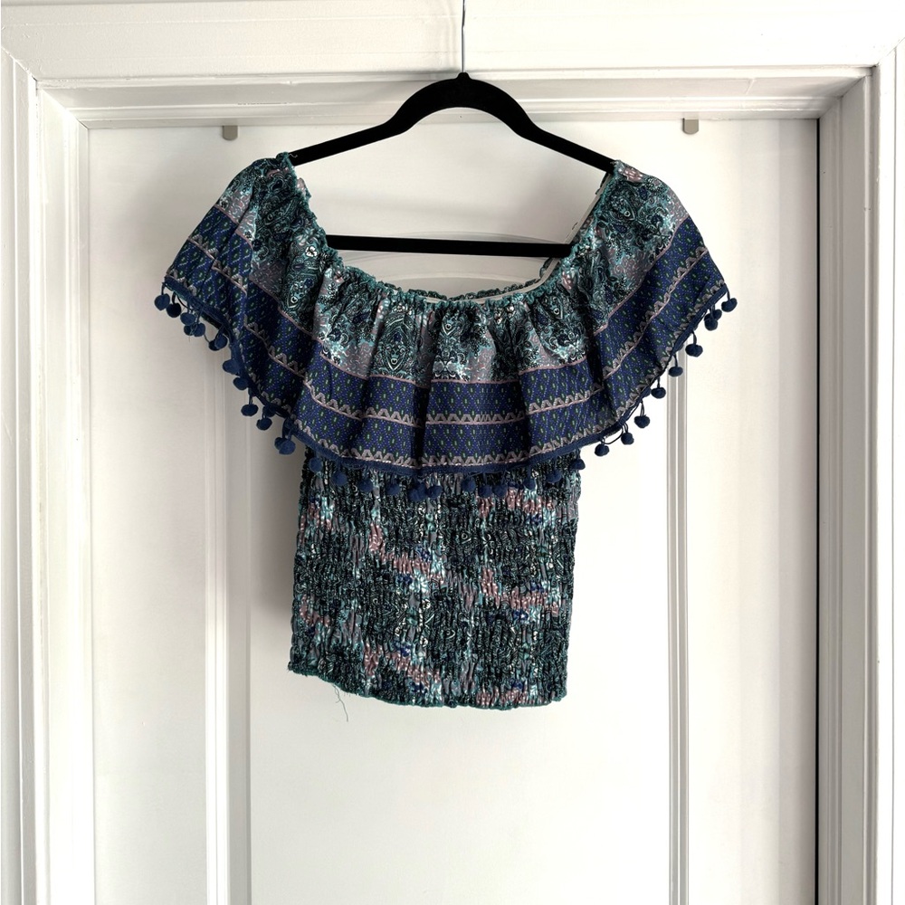 Raga Off the Shoulder Paisley Blouse